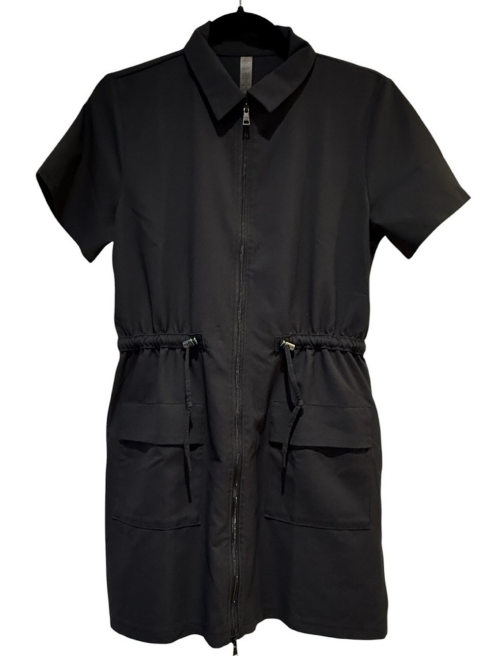 Beyond Yoga City Chic Mini Shirtdress Full Front Zip Drawstring Waist Sz XS EUC